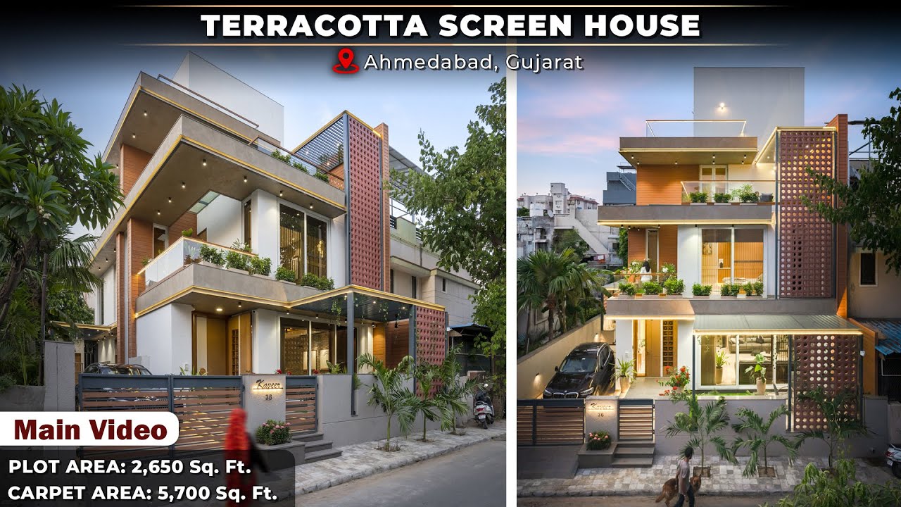 5,700 sq.ft Carpet Area | The 4BHK Terracotta Screen House | Ahmedabad | Ar. Prashant Parmar