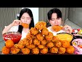 ASMR MUKBANG| 직접 만든 불닭볶음면 후라이드 치킨 치즈볼 먹방 &amp; 레시피 FRIED CHICKEN AND FIRE NOODLES EATING