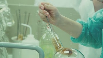 Glass chemical flask. Equipment for the chemical laboratory