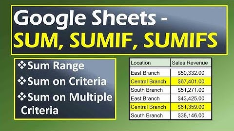 Google Sheets Sum, Sumif, Sumifs