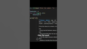 Find factorial! of number given by user through iteration using for loop in python :)