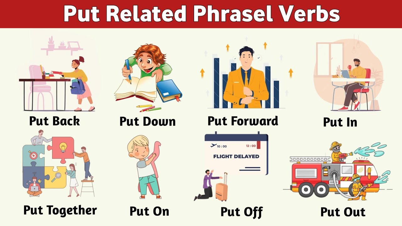 Related verb. Put away put off put on put through put up with put out.