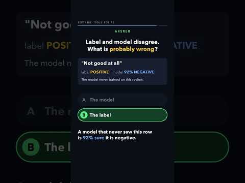 Thumbnail: "Not good at all" is labelled POSITIVE. A model that never saw it says 92% NEGATIVE. Wrong?