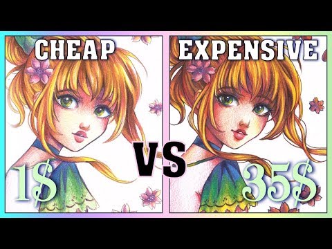 Pencils 1$ vs 35$ ♦ Cheap vs Expensive challenge ♦ Art by Sakuems