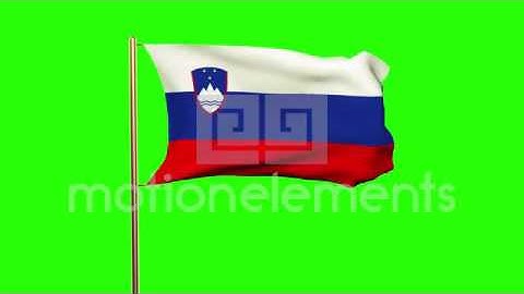 Slovenia Flag Waving In The Wind. Looping Sun Rises Style. Animation Loop. Green Stock Animation