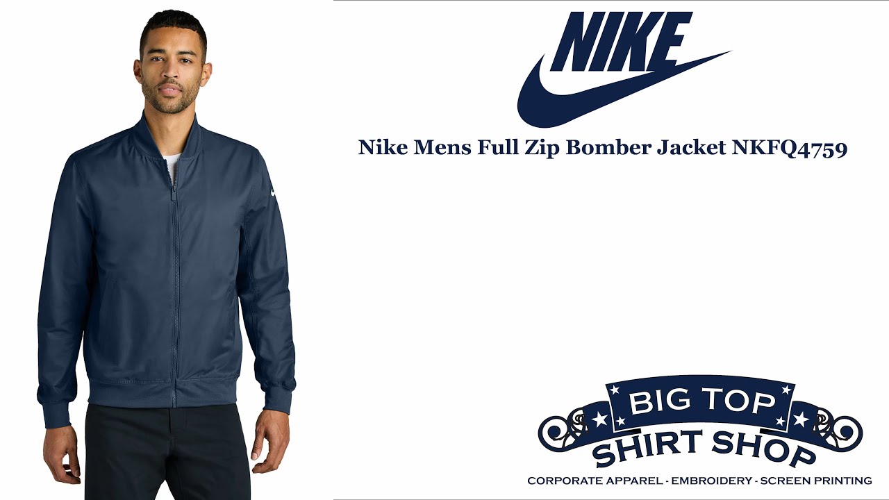 Nike NKFQ4759 Mens Midnight Navy Blue Full Zip Bomber Jacket
