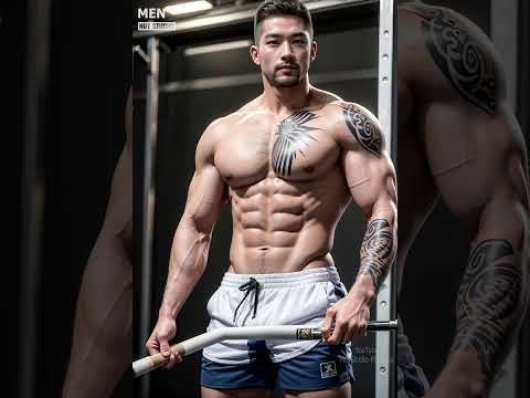 #Shorts Asian Men AI in weightlifting's outfit | Lookbook 337