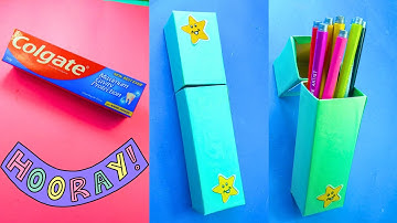 How to Make Pencil Box from Colgate Box || DIY Pencil Case from Waste Colgate Box
