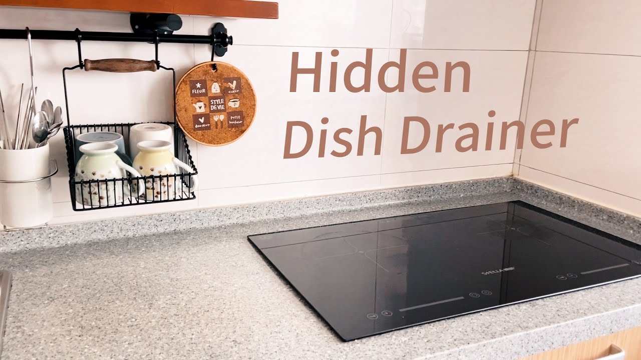 Drying Racks Above Sink Inside Kitchen Cabinet. Hidden Cabinet