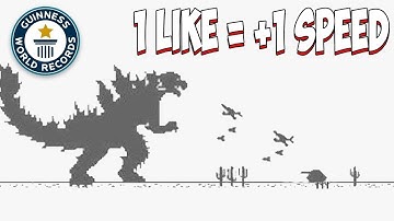 Playing Chrome Dinosaur game, Every like makes it Faster (World Record 1 YEAR)