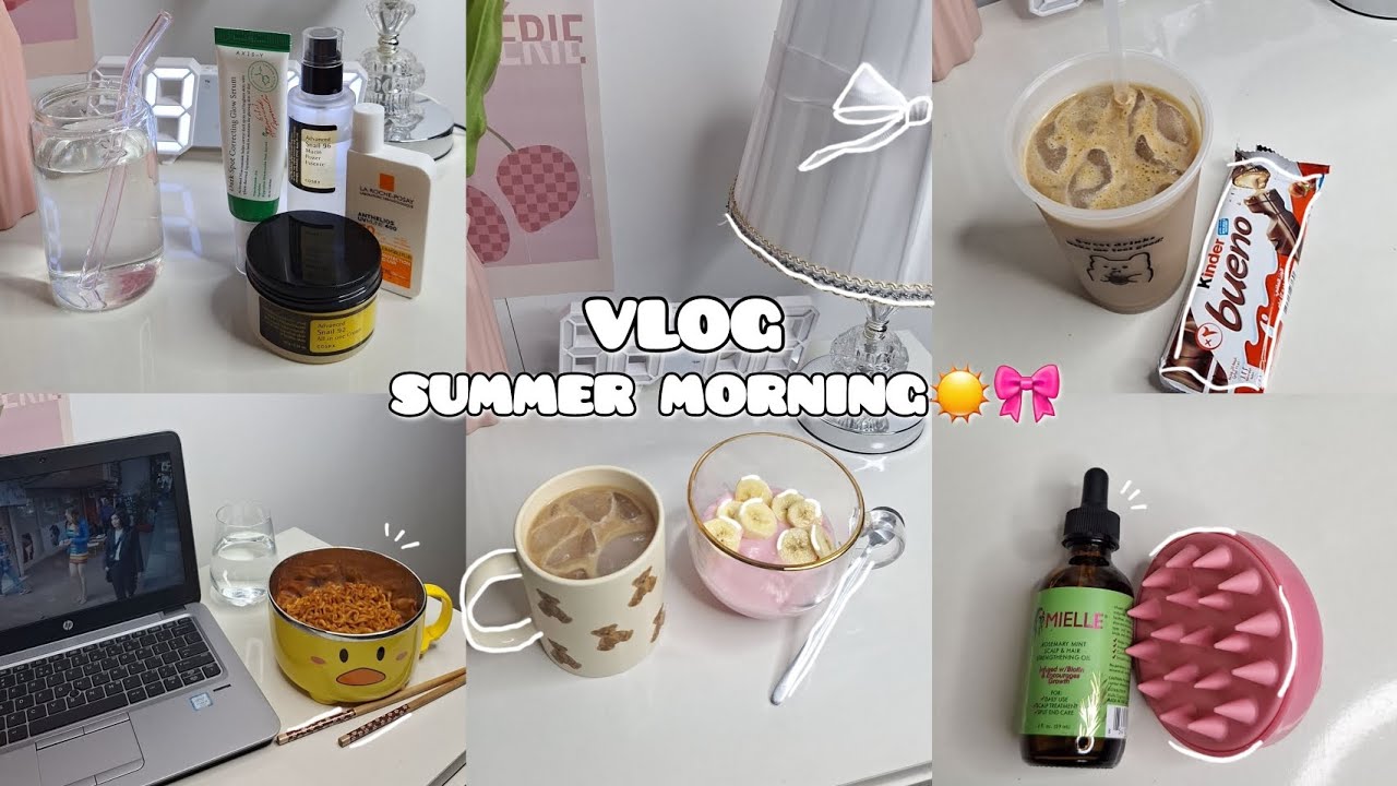 فلوق ✨️روتيني الصباحي في العطلة الصيفية °قهوة °عناية البشره °يوم إنتاجي°ولمزيد