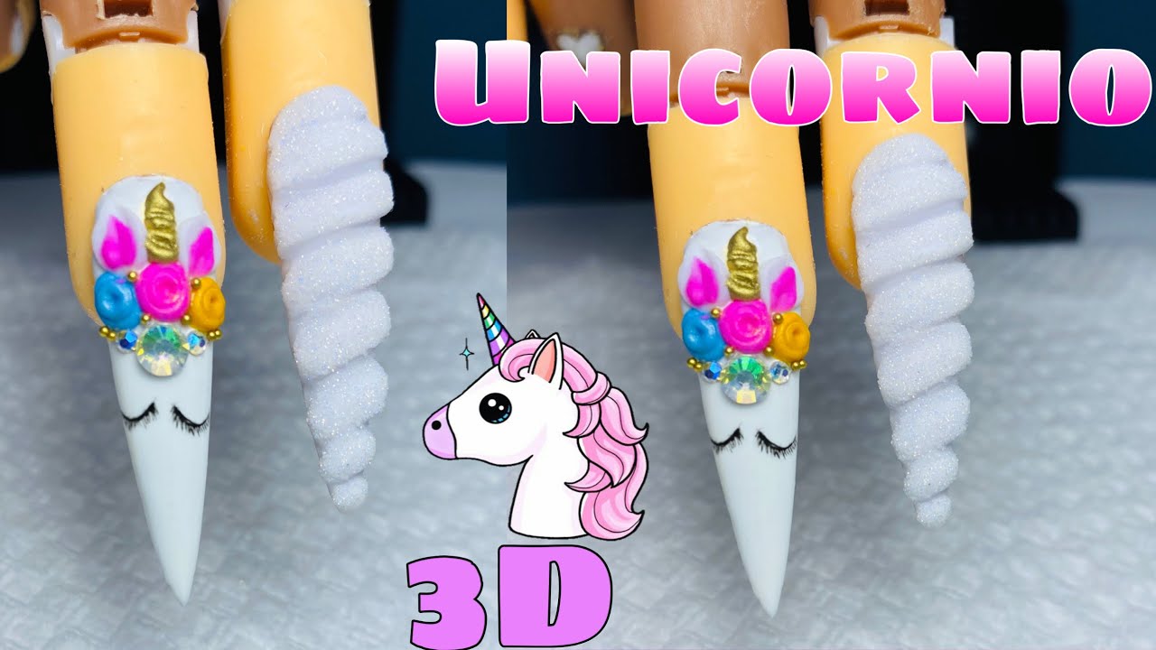 ❤️Tutorial de uñas unicornio en 3d/uña unicornio 🦄