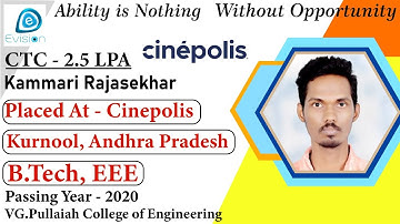 Congrats, Rajashekhar | Selected in Cinepolis | 2.52 LPA | ELECTRICAL ENGINEER, PoY 2020 | Kurnool