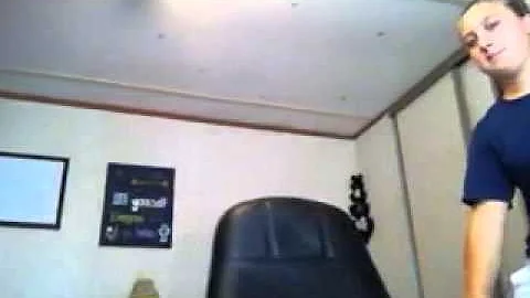Girl dancing falls out chair