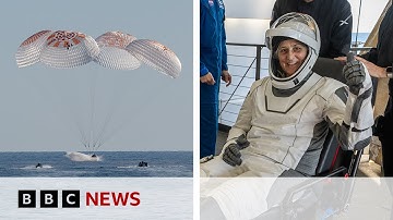 Nasa astronauts return to Earth after nine months in space | BBC News