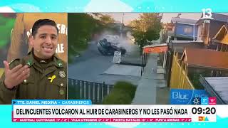 Delincuentes volcaron tras huir de Carabineros | Tu Día | Canal 13