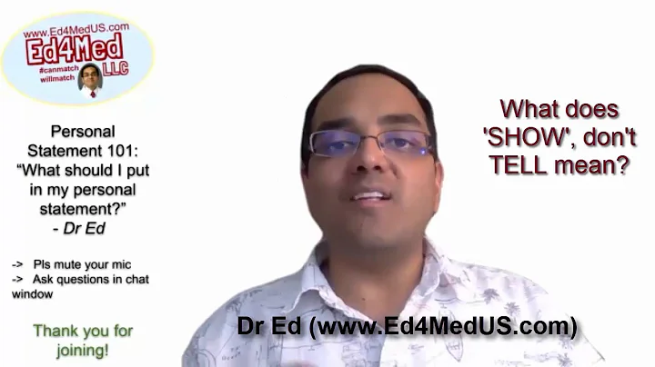 Residency Personal Statement Q &A: What is 'SHOW, don't tell?' & Examples of what to Put in your PS