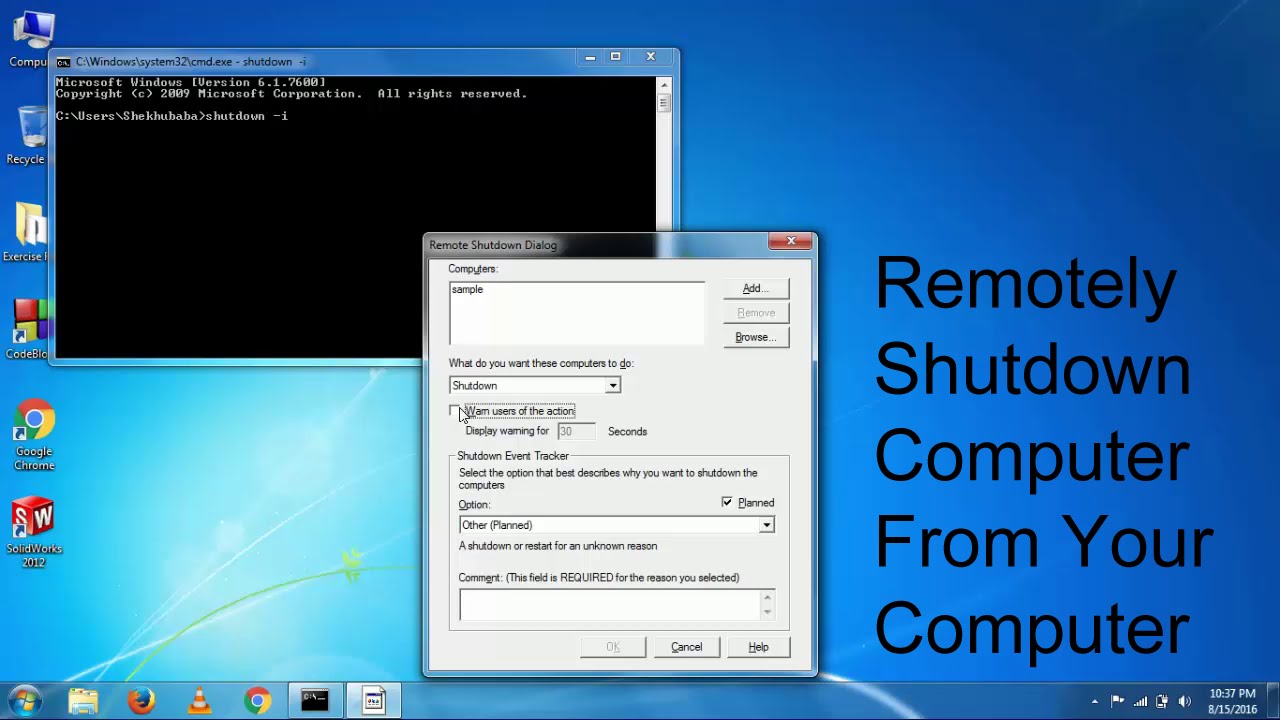 Remotely Shutdown Or Restart Computer In Hindi