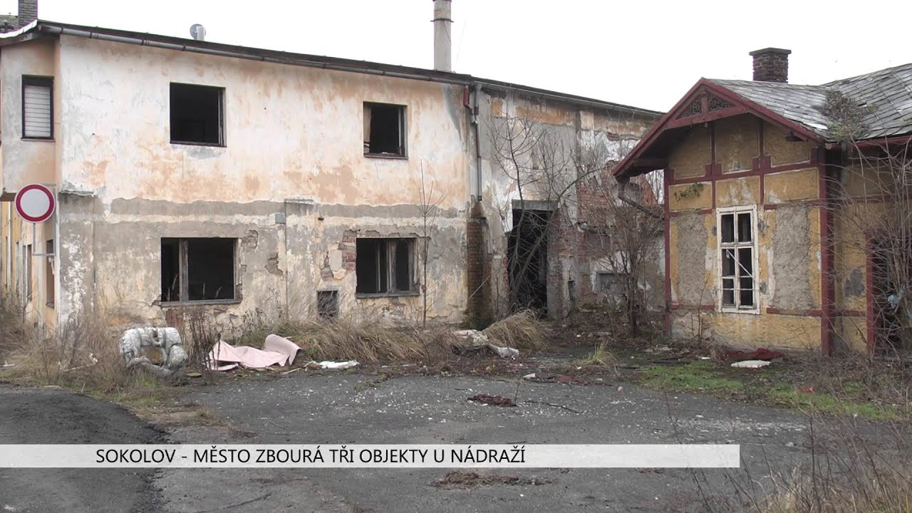 Sokolov: Město zbourá tři objekty u nádraží (TV Západ)