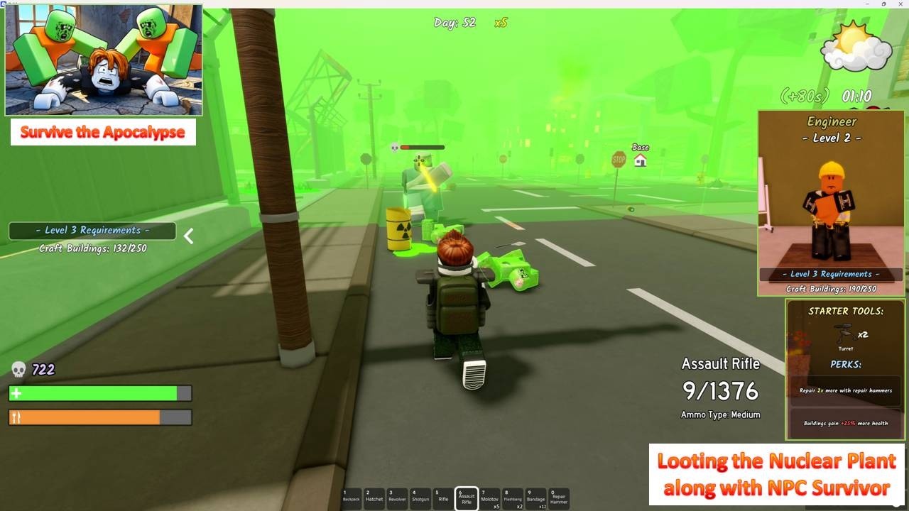 Roblox Survive the Apocalypse - Loot the Nuclear Reactor along