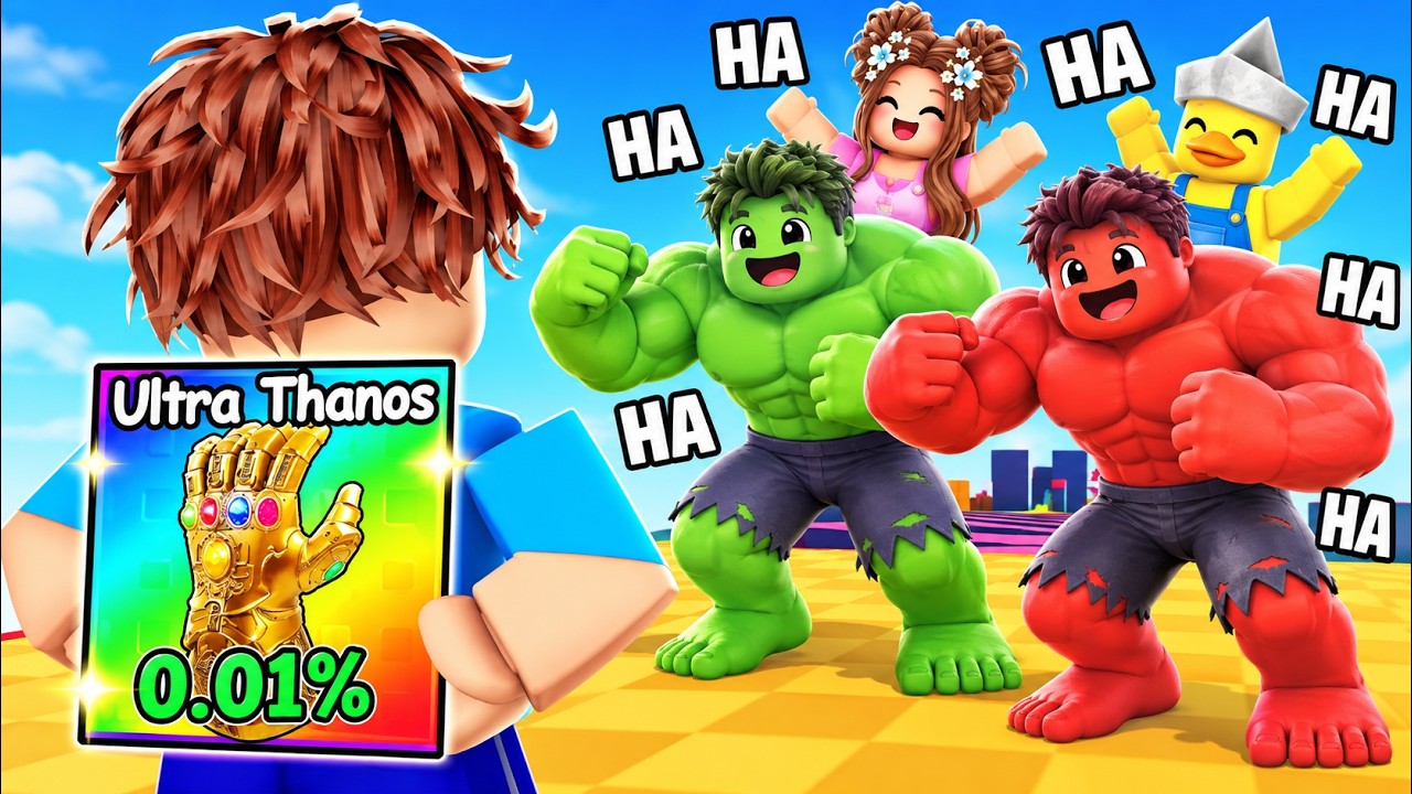 I Pretended to be a NOOB in Superhero Obby, Then used OP THANOS Powers...