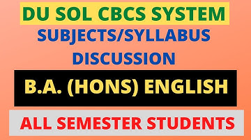 DU SOL CBCS Semester Syllabus B.A (Hons.) English Semester-1, 2 Syllabus SOL DU