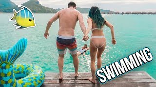 Swimming from our Bungalow in Bora Bora! Niki DeMar