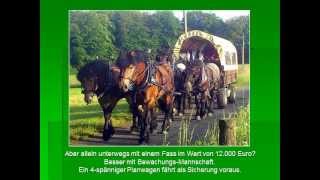 Pferdetransport Whiskyfass --- Barrel of Whisky - Transport by Shire Horses Clydesdales