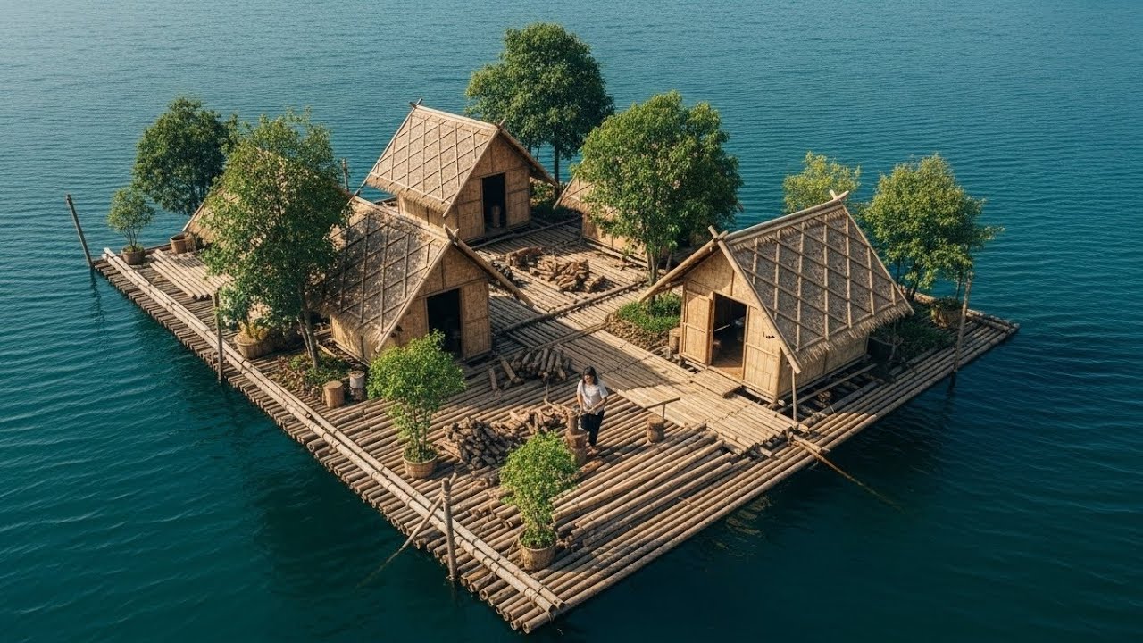 Quickly Build house in middle of river when flood water is rising ...