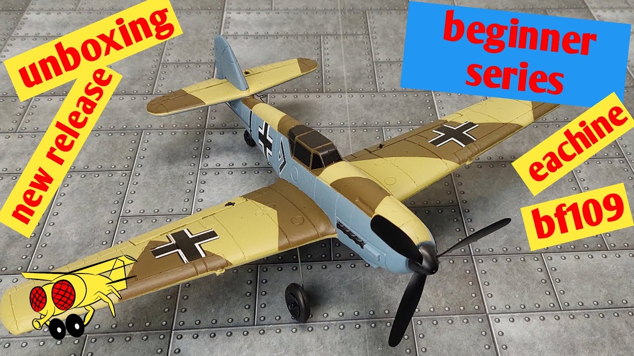 Eachine BF109 400mm Unboxing Desert Yellow Mini RC Airplane RTF for ...
