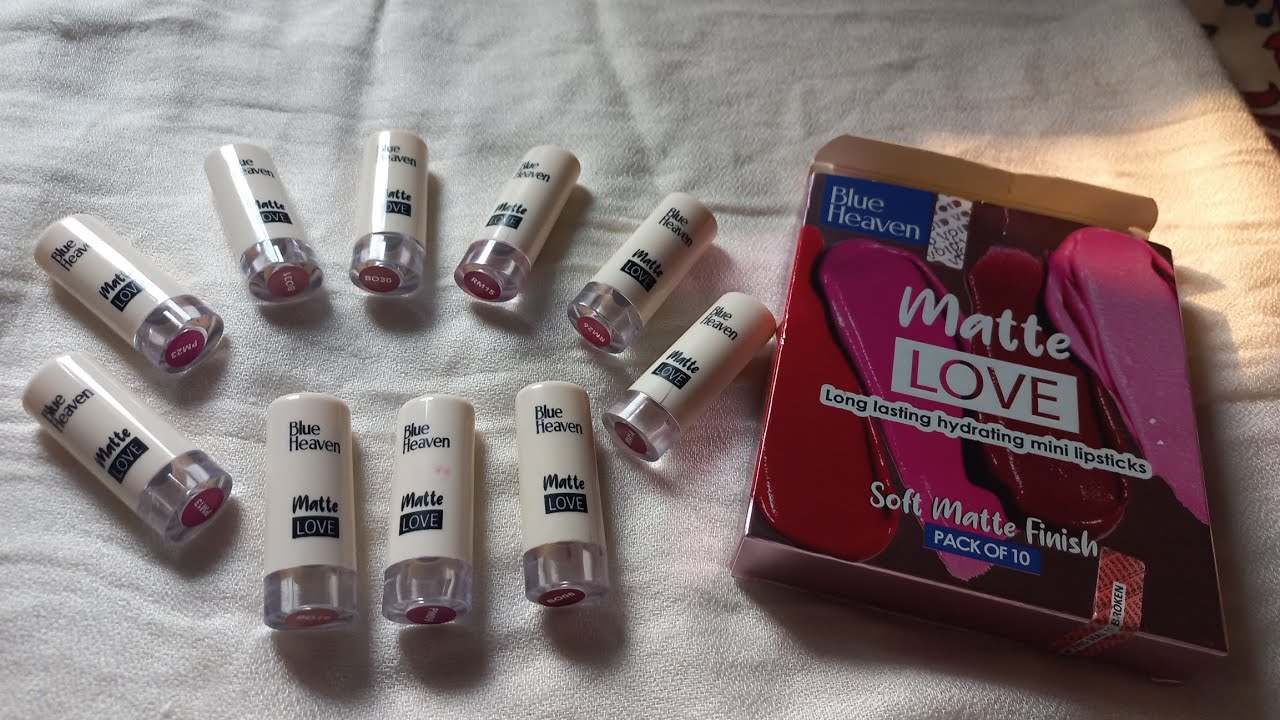 Blue Heaven matte love mini lipstick set || Pack of 10 amazing colors || Hand swatches ||