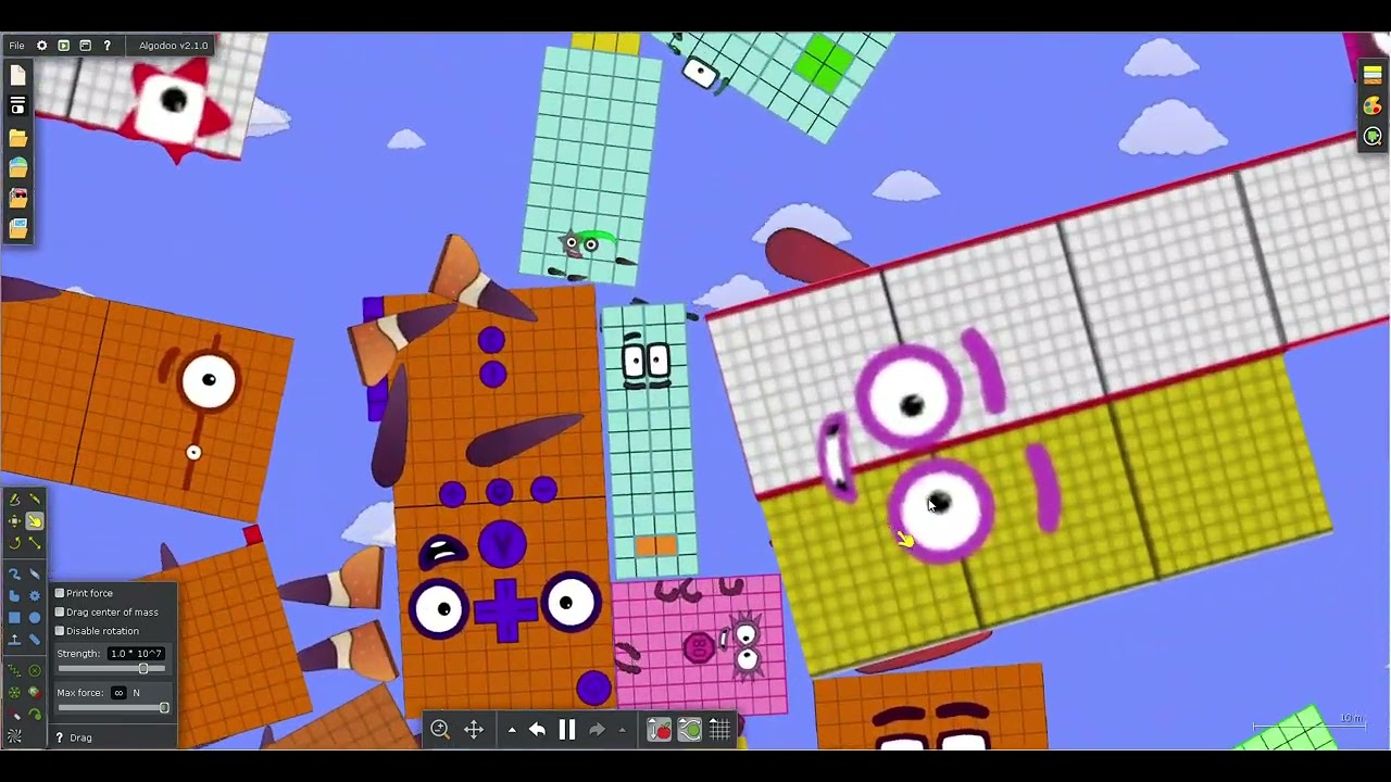 Numberblocks 0 to 1000000 Battle 66 in Algodoo (No Sound)