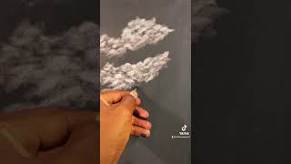 Adding Clouds to my Self Portrait , done with Charcoal! #art #tiktok #explore #artist