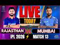 🔴IPL 2026 LIVE: Rajasthan vs Mumbai IPL Live Match Today | RR vs MI IPL Live Cricket Match score