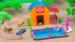 DIY tractor Farm Diorama with house for cow, pig, animals | how to building a mini aquarium #5