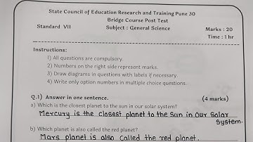 class-7th |General Science||Bridge Course|| Post Test with answers||semi English|Setuabhyaskram||