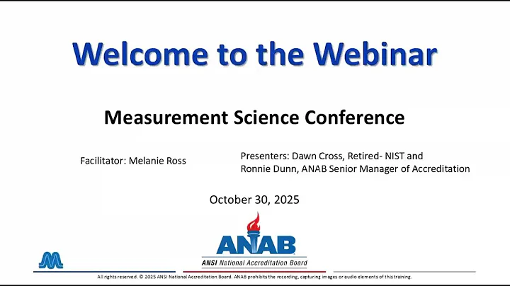 ANAB Webinar: Measurement Science Conference
