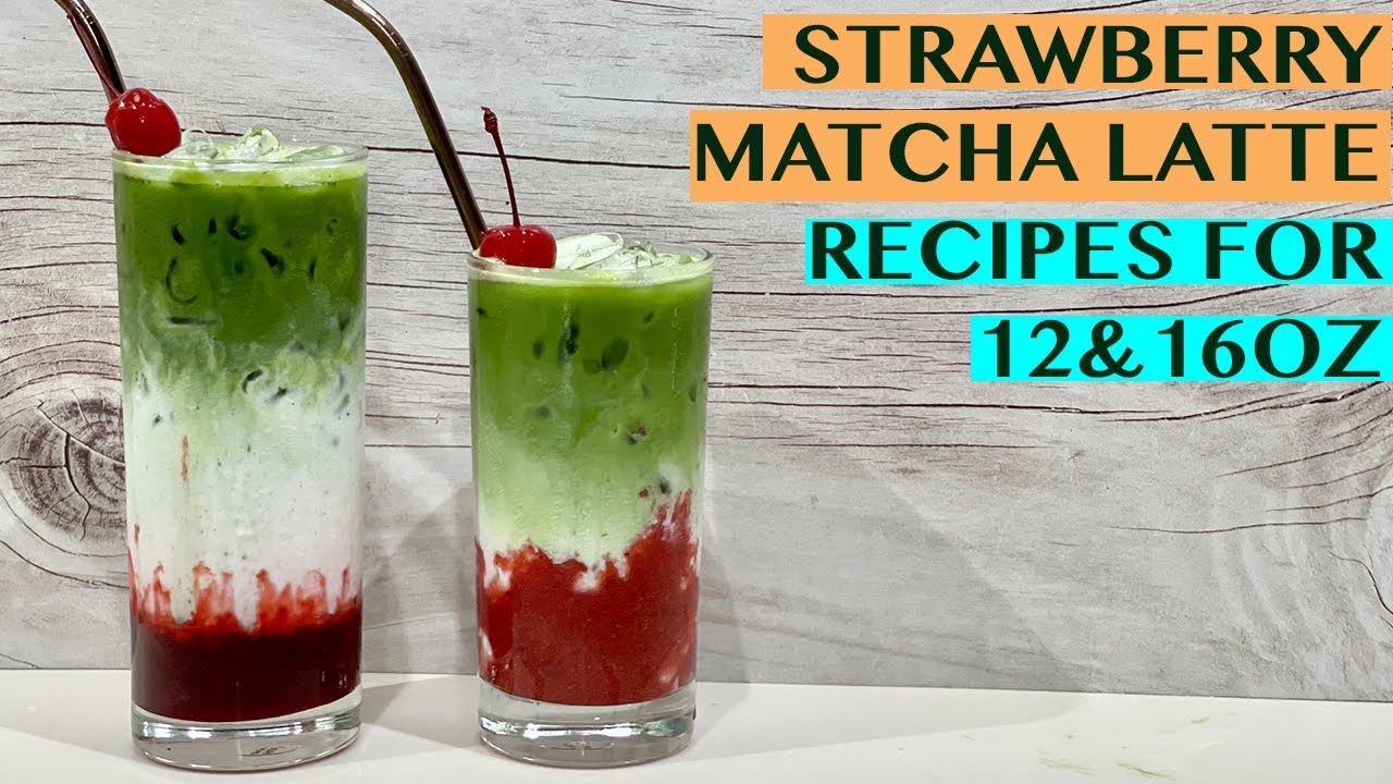 STRAWBERRY MATCHA LATTE USING HOMEMADE PUREE VS COMMERCIAL PUREE FOR 12&16OZ CUPS (Check out 5