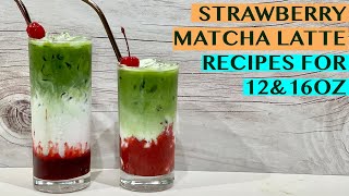STRAWBERRY MATCHA LATTE: USING HOMEMADE PUREE VS COMMERCIAL PUREE FOR 12&16OZ CUPS (Check out 5:43!)