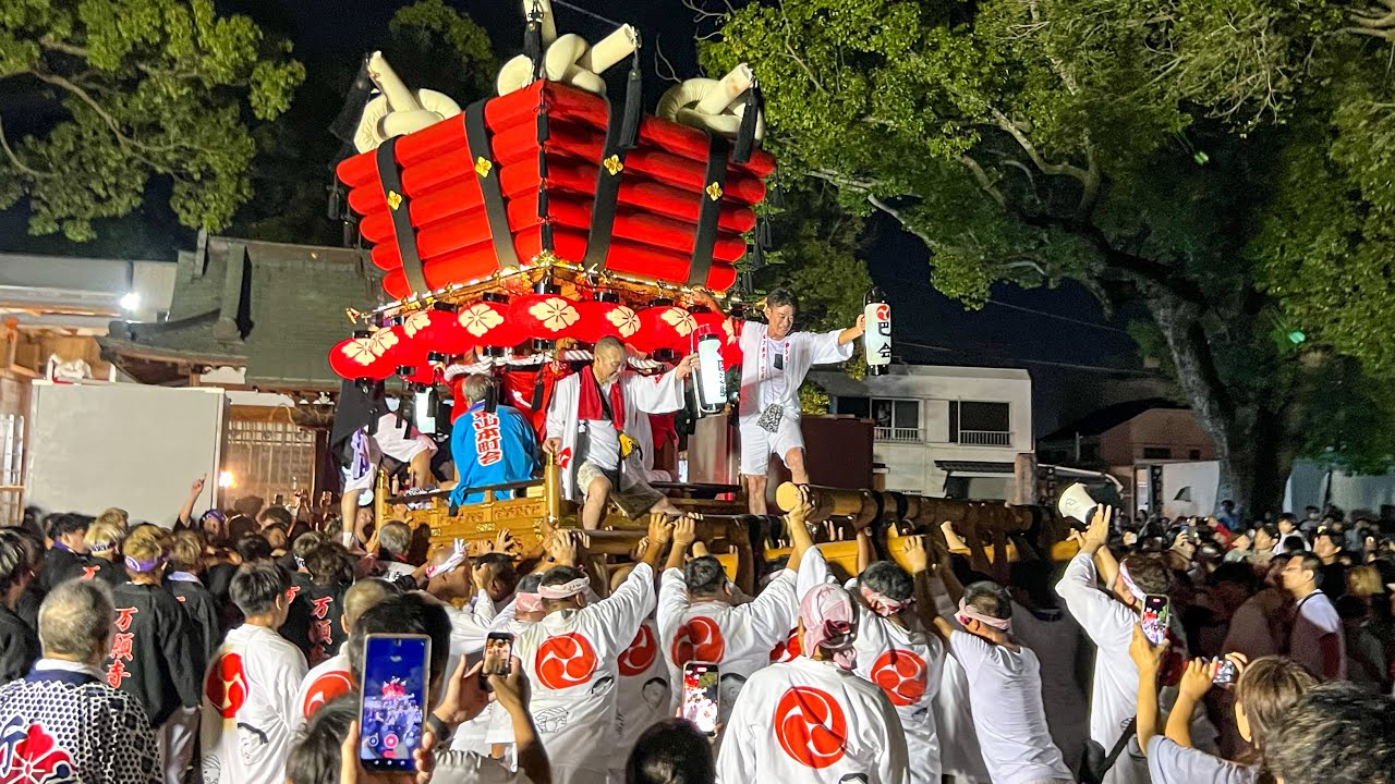 R5.7.30 八尾 万願寺夏祭り 南之辻太鼓台 住吉神社宮入 2023/07/30(日