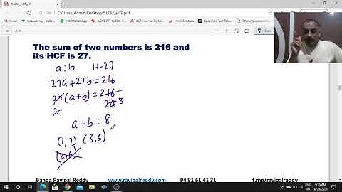 LCM and HCF - 3  for ICET by Banda Ravipal Reddy