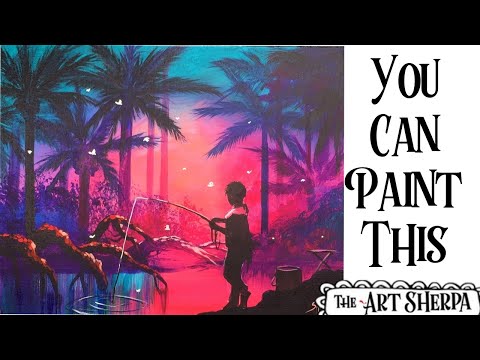 Fishing Magic  Acrylic painting tutorial step by step Live Streaming