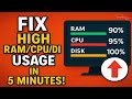 Windows 11/10 Lagging? Fix High RAM/CPU/Disk Usage in 5 Minutes!