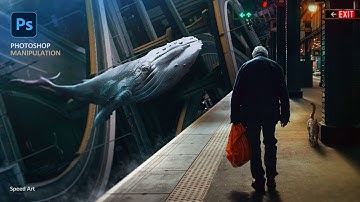 Futuristic Train Station Cinematic Photo Manipulation Speed Art | Photoshop Tutorial