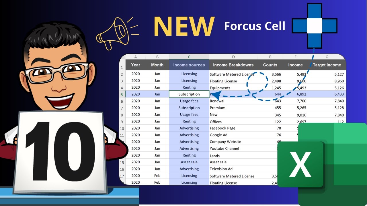 NEW Excel Update: Focus Cell - Cách Làm Nổi Bật Dữ Liệu HÀNG - CỘT Cực ...