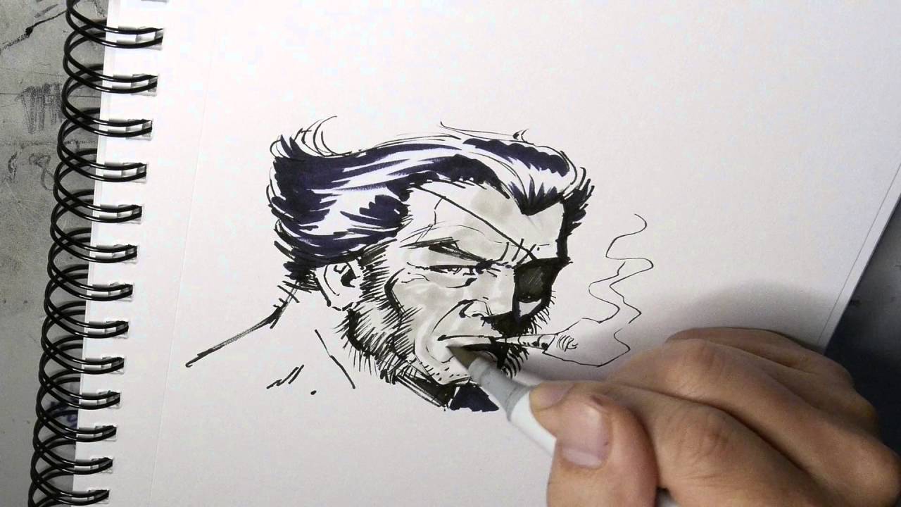 Wolverine Inked Head Sketch With Copic Marker By Tom Nguyen