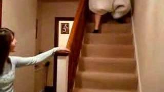 taysia's dramatic fall down the stairs.
