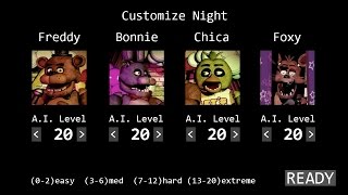Five Nights at Freddy's  Custom Night  20/20/20/20(4/20) Mode (No Commentary)