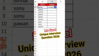 Unique Function in Excel 😱🔥| Excel Interview Question 2026