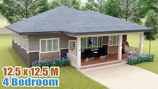 HOUSE DESIGN IDEA | 12.5 X 12.5 Meters | 4 Bedroom Pinoy House